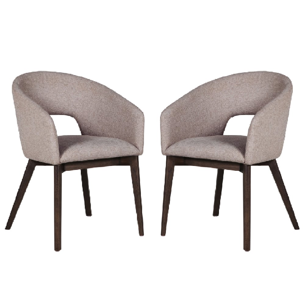 Product photograph of Adria Latte Fabric Dining Chairs With Oak Legs In Pair from Furniture in Fashion