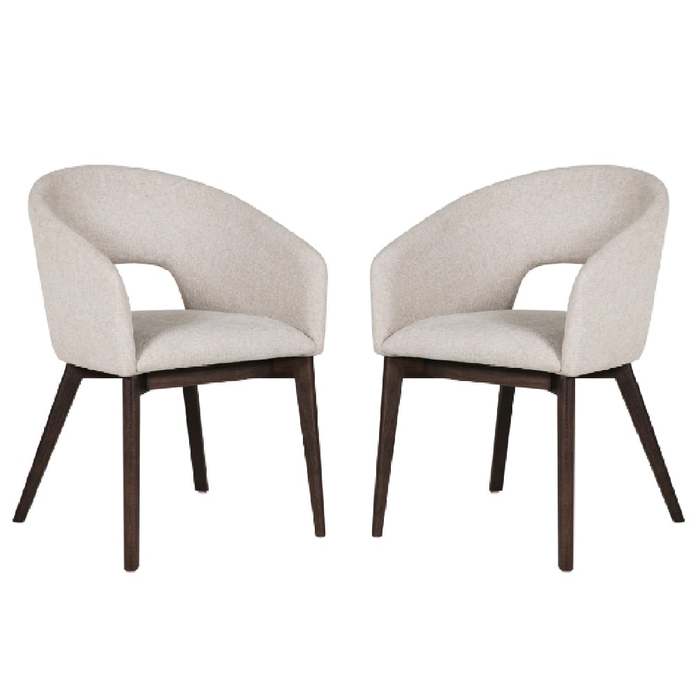 adria natural fabric dining chair with oak legs in pair