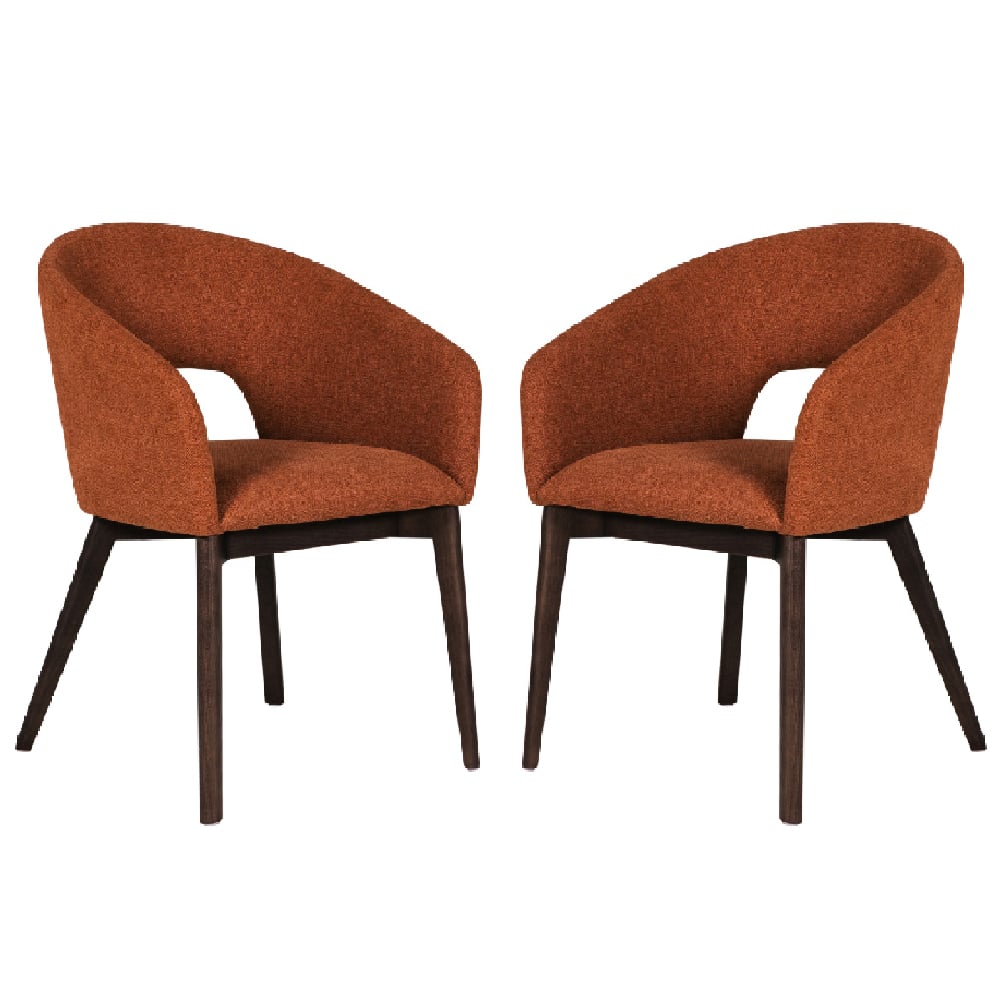 Read more about Adria rust fabric dining chair with oak legs in pair