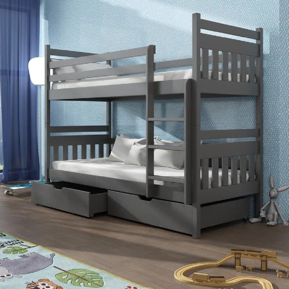 adrian wooden bunk bed without mattress in graphite