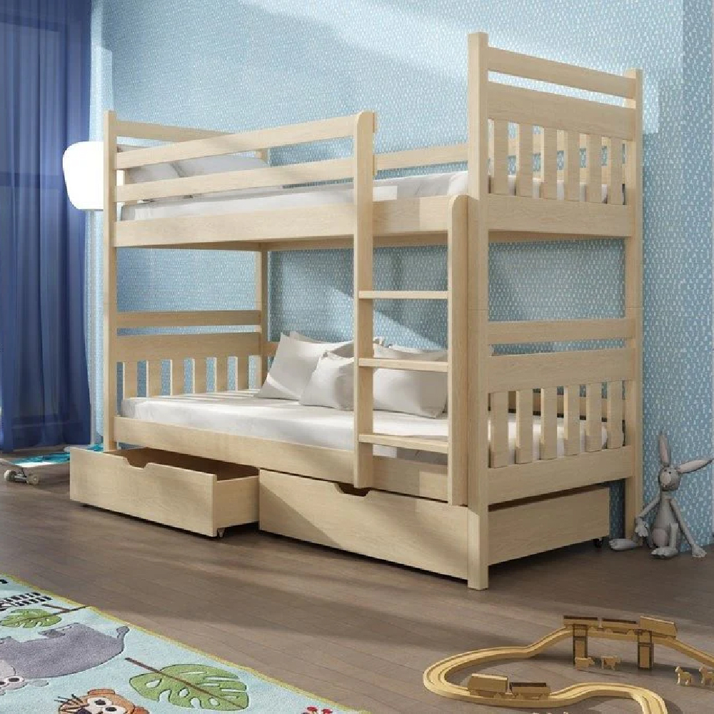 adrian wooden bunk bed without mattress in pine