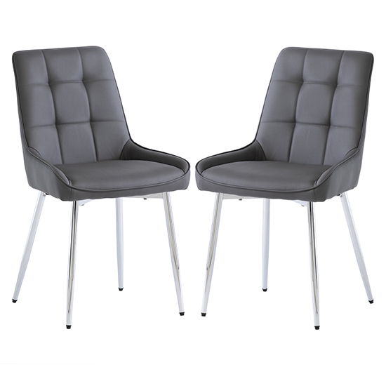 Product photograph of Aggie Grey Faux Leather Dining Chairs In Pair from Furniture in Fashion