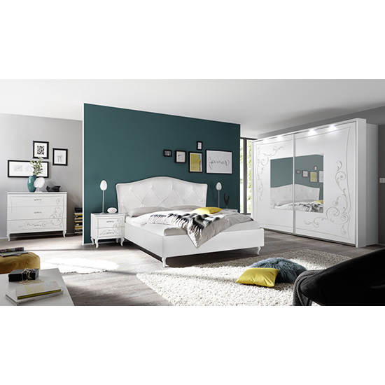 Agio Fabric Upholstered King Size Bed In White | Furniture in Fashion