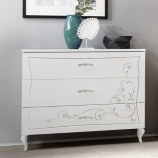Photo of Agio wooden chest of drawers in serigraphed white