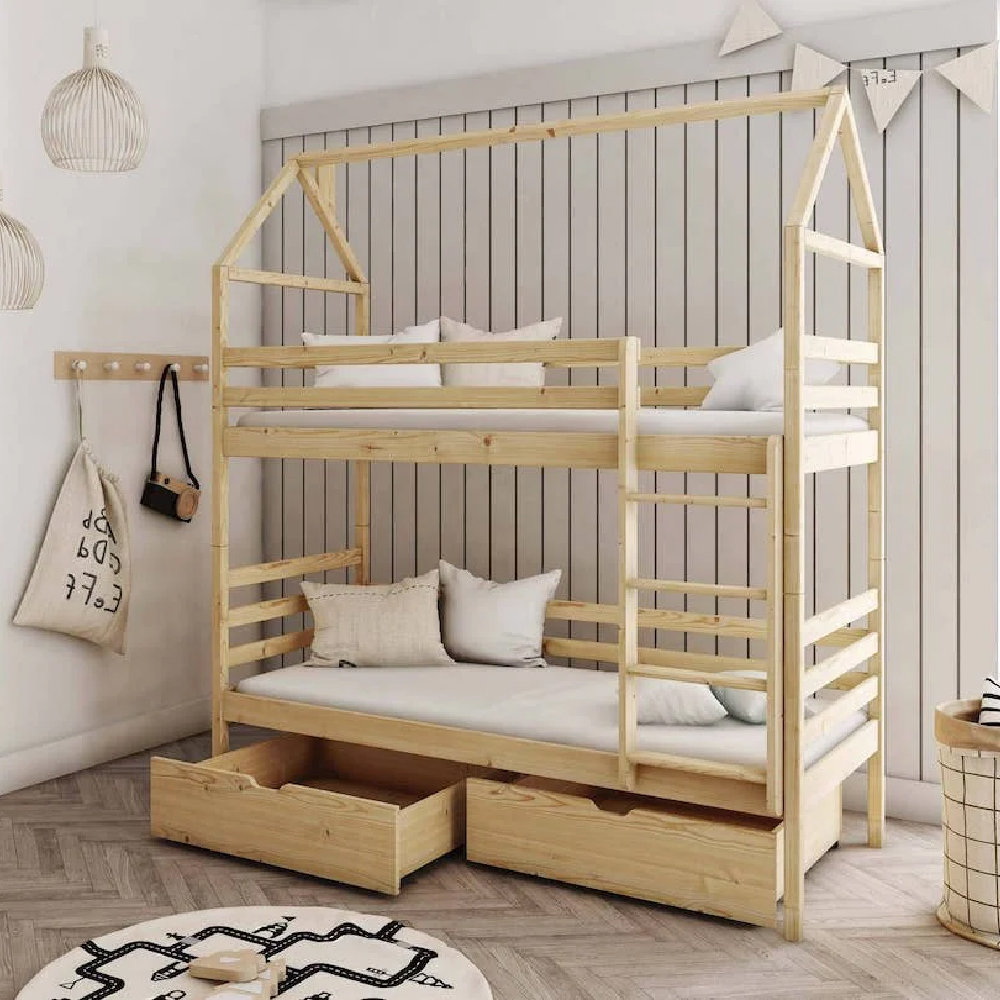 agnano wooden bunk bed without mattress and storage in pine