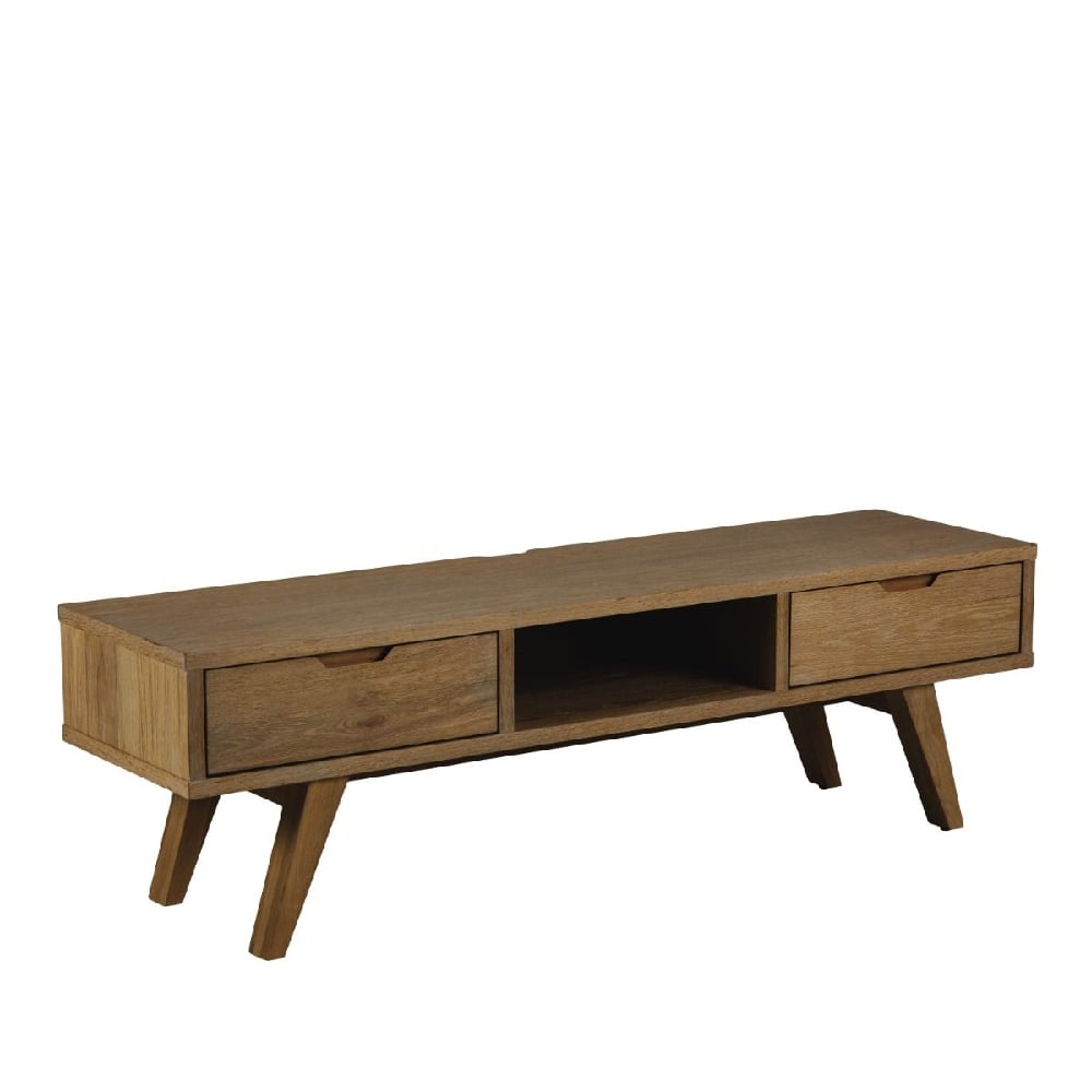 agnano wooden tv stand with 2 drawers in smoked oak