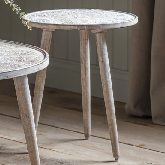 Agra Wooden Side Table In Natural White | Furniture in Fashion