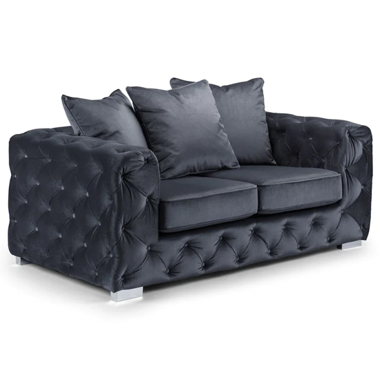 Photo of Ahern plush velvet 2 seater sofa in slate