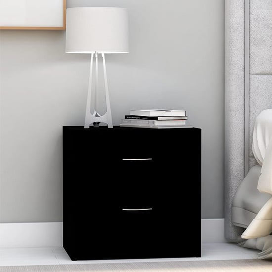 Read more about Aimo wooden bedside cabinet with 2 drawers in black