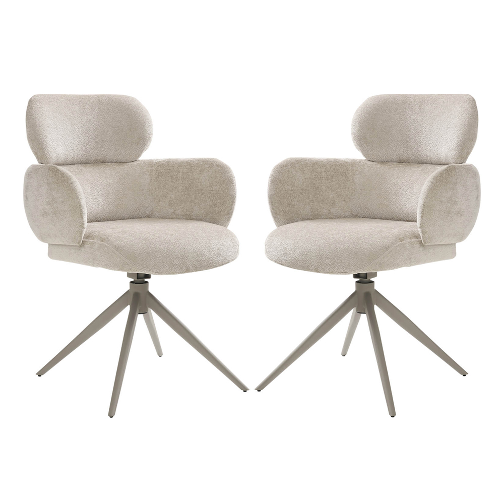 airway beige fabric dining chairs in pair