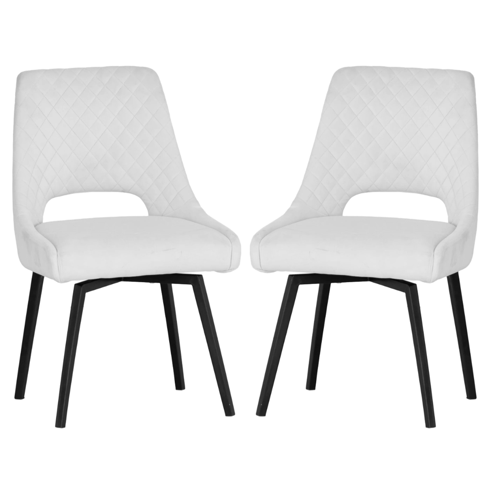 Product photograph of Akron Limestone Velvet Dining Chairs With Metal Legs In Pair from Furniture in Fashion