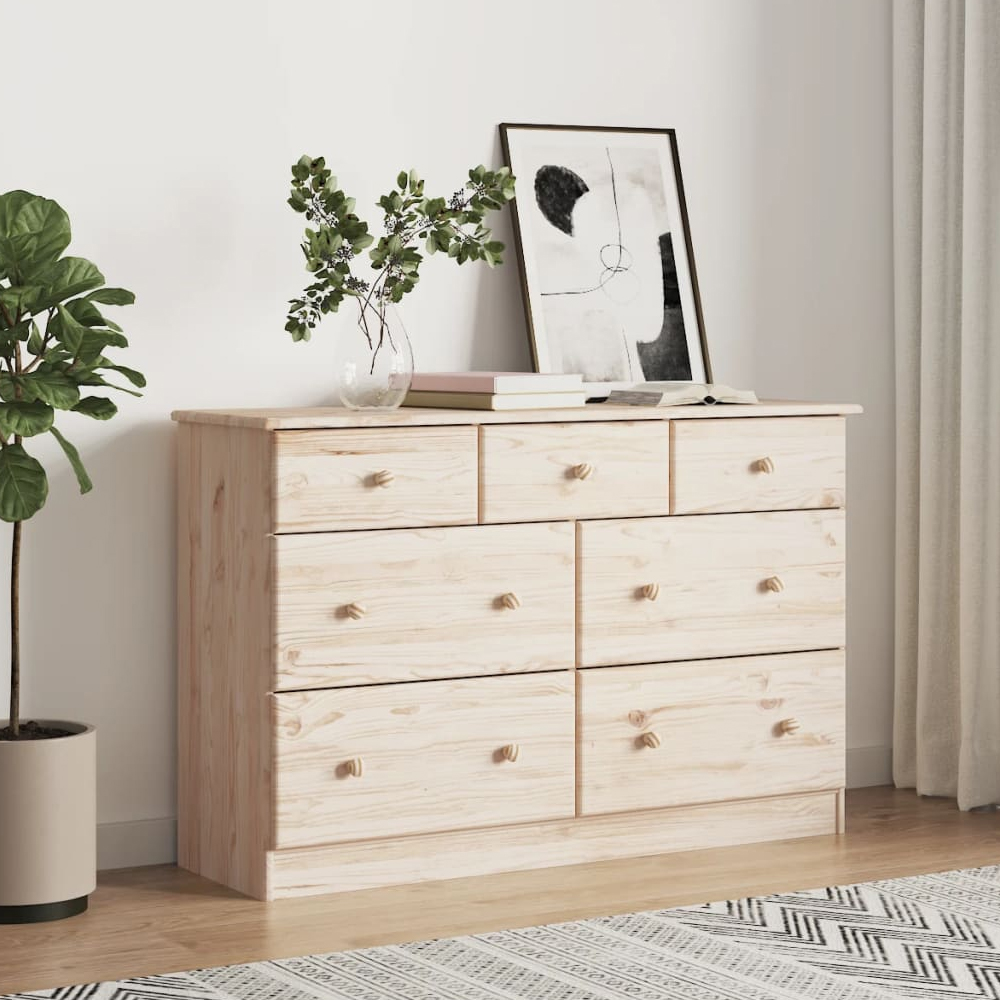 akron wooden chest of 7 drawers in natural