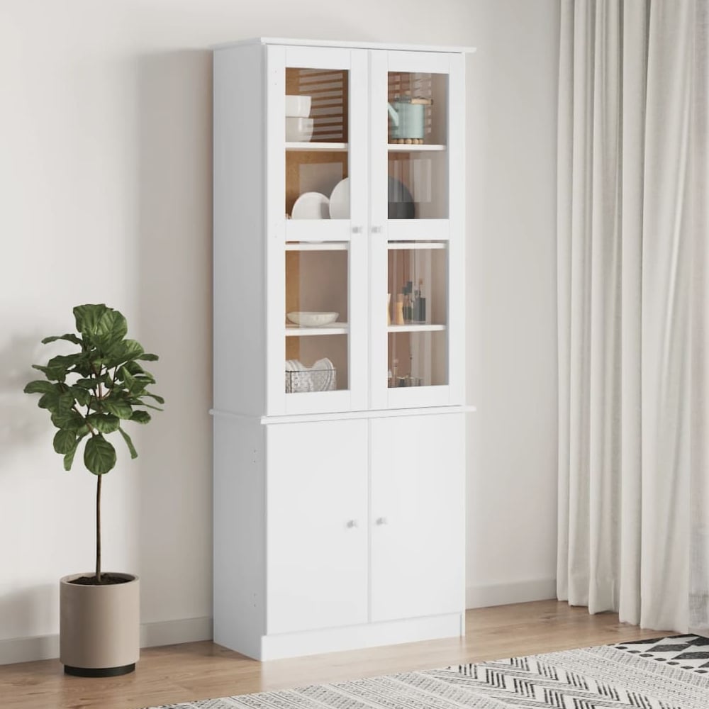 Product photograph of Akron Wooden Display Cabinet With 4 Doors In White from Furniture in Fashion