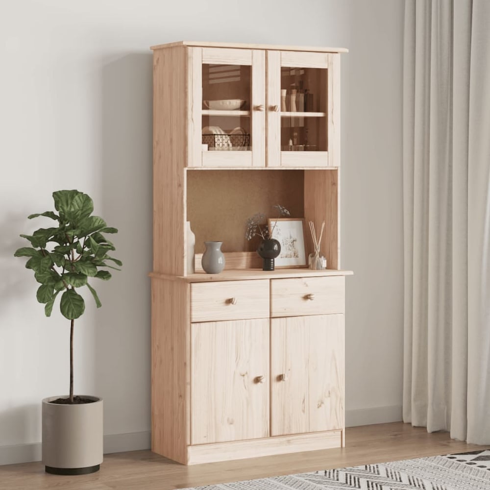 Product photograph of Akron Wooden Display Cabinet With 4 Doors Wide In Natural from Furniture in Fashion