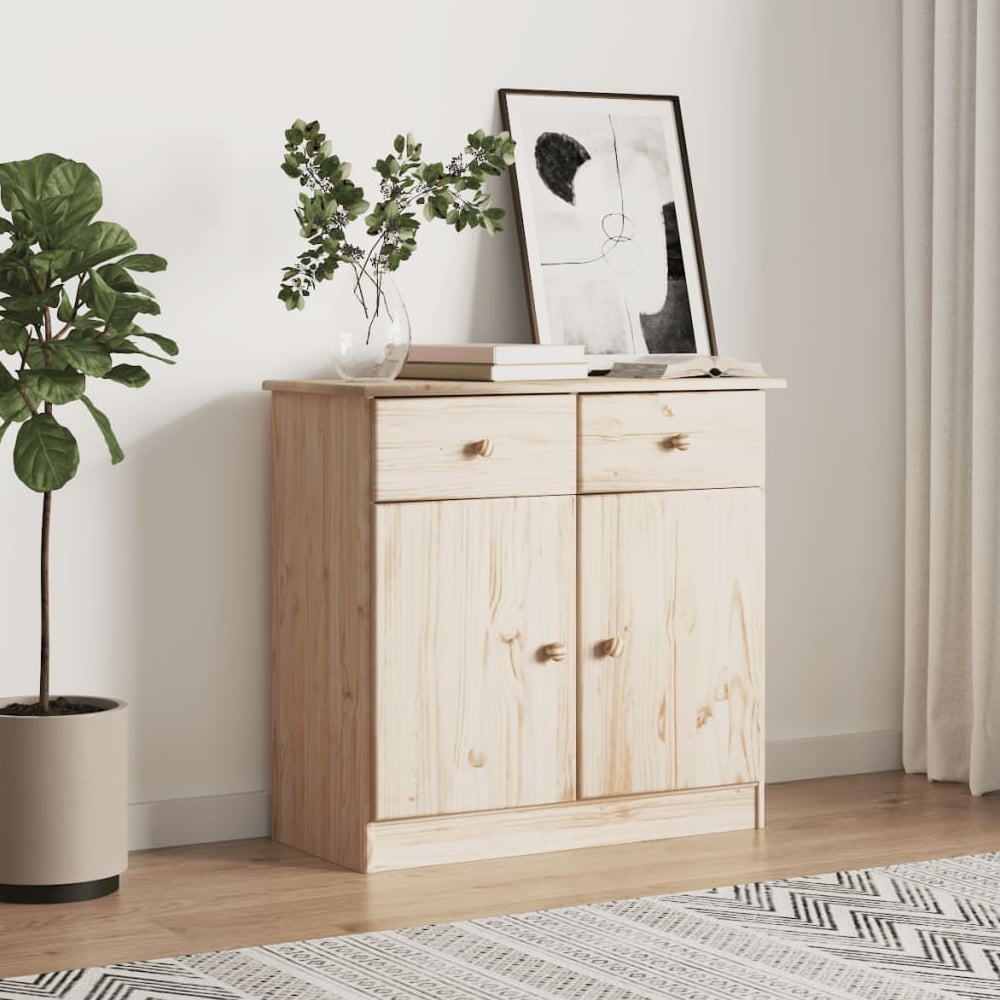 akron wooden sideboard with 2 doors 2 drawers in natural