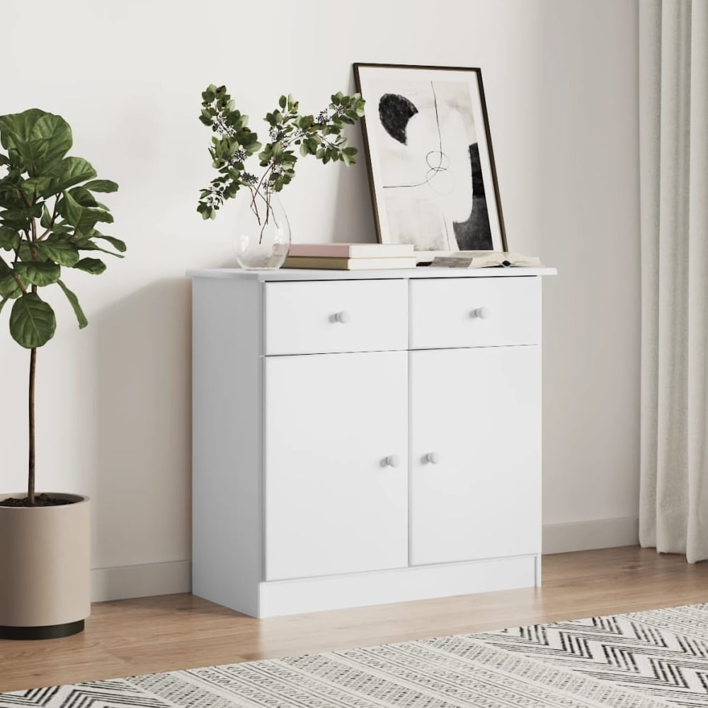 akron wooden sideboard with 2 doors 2 drawers in white