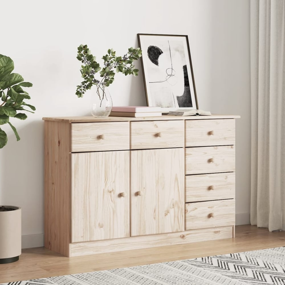 akron wooden sideboard with 2 doors 6 drawers in natural