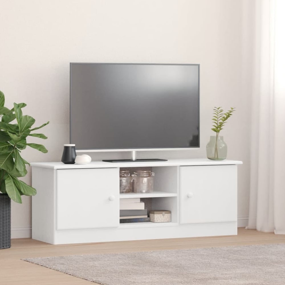 Akron Wooden TV Stand With 2 Doors In White