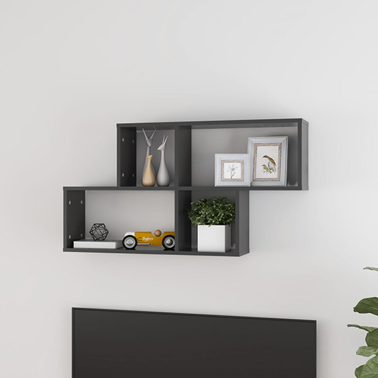 Read more about Akua wooden wall cube shelf in grey