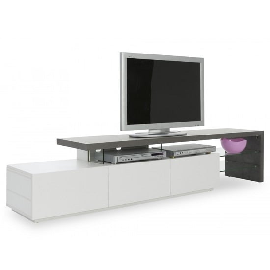 Alanis Modern TV Stand In Concrete And Matt White With