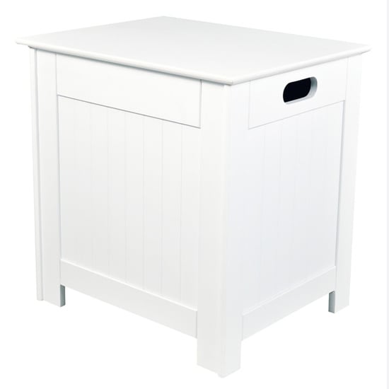 Photo of Alaskan wooden bathroom laundry box in white