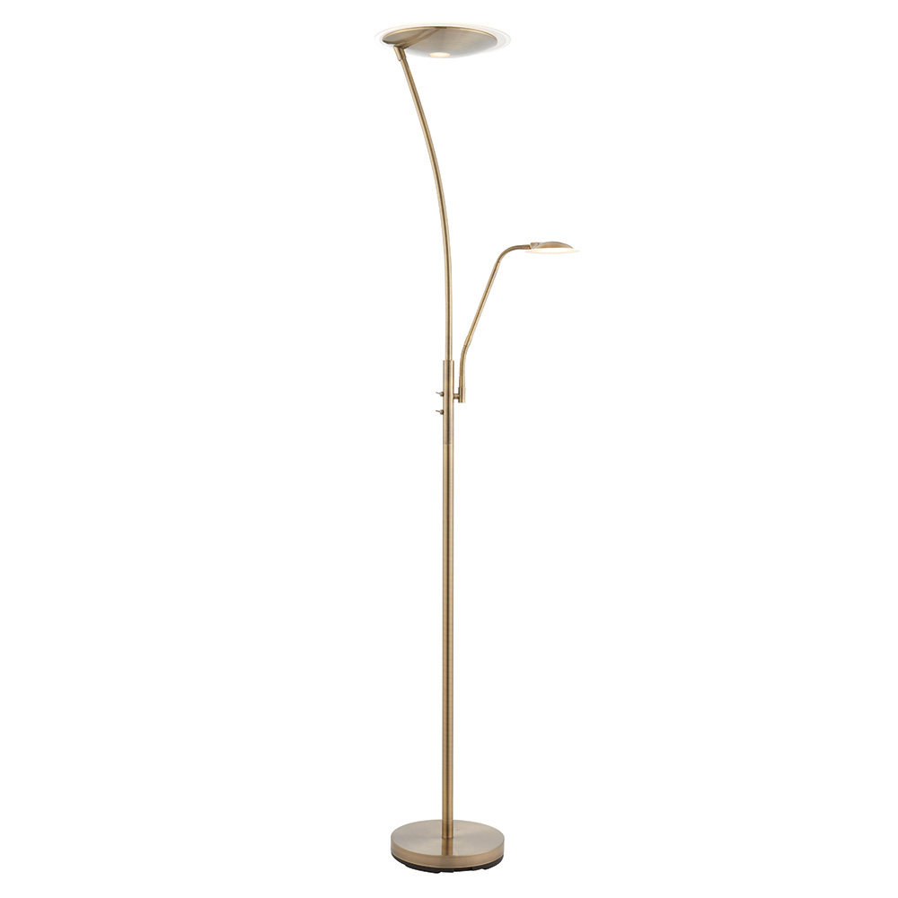 Product photograph of Alassio Glass Led Floor Lamp In Antique Brass from Furniture in Fashion