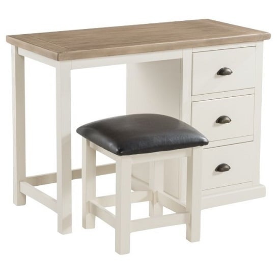 View Alaya dressing table with stool in stone white finish
