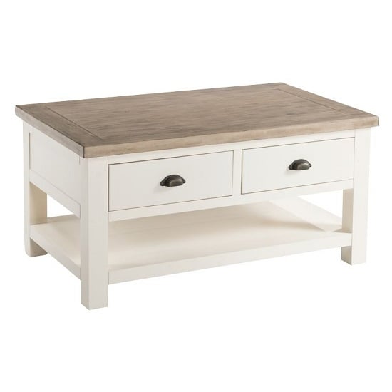 Read more about Alaya wooden coffee table in stone white finish