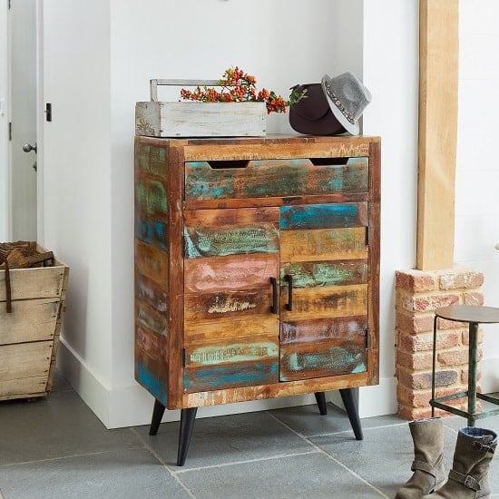 Albion Wooden Shoe  Storage Cabinet  In Reclaimed  Wood  Sale