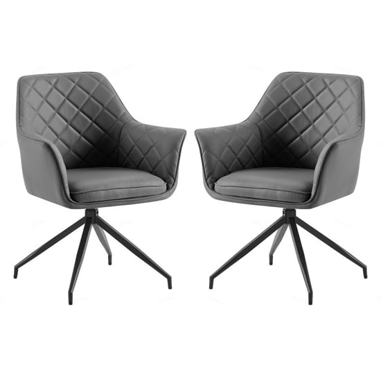 alcoa grey faux leather dining chairs in pair