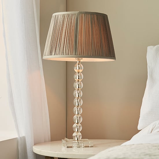 Read more about Alcoy charcoal shade table lamp with clear crystal glass base