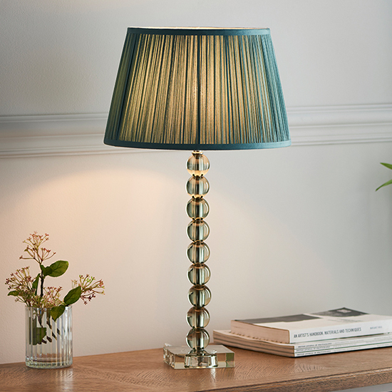 Photo of Alcoy fir shade table lamp with grey green crystal base