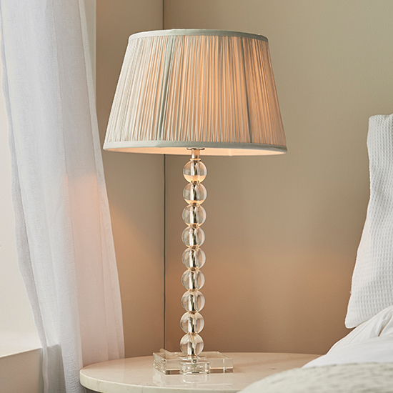 Read more about Alcoy silver shade table lamp with clear crystal glass base