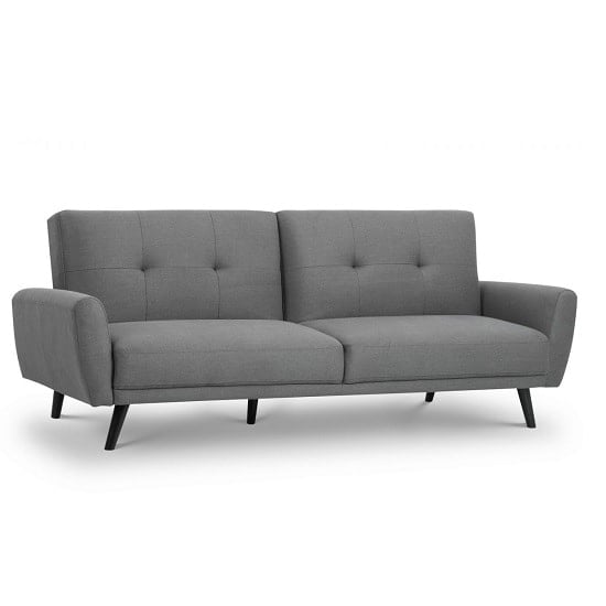 Photo of Macia fabric sofa bed in mid grey linen with wooden legs