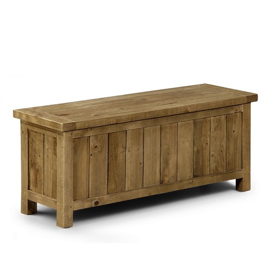 Photo of Aafje wooden storage bench in rough sawn pine