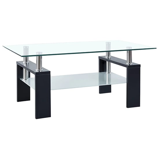 Photo of Aleron clear glass coffee table with black wooden legs