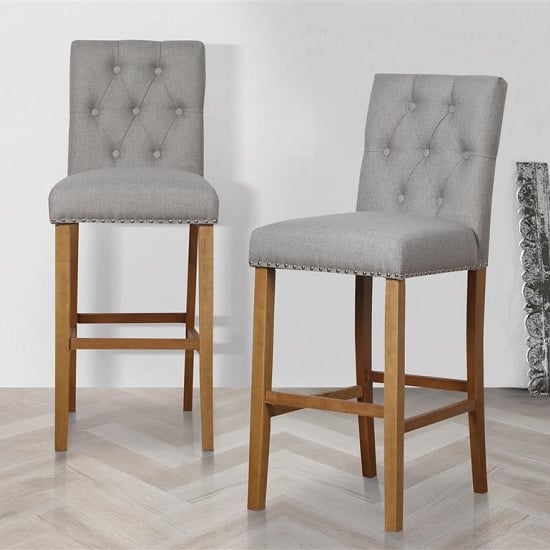 Alessio Bar Stools In Wheat With Wooden Legs In A Pair