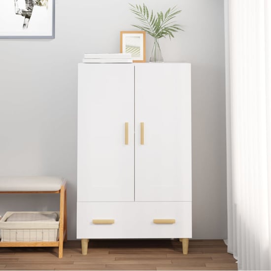 Product photograph of Aleta Wooden Highboard With 2 Doors 1 Drawer In White from Furniture in Fashion