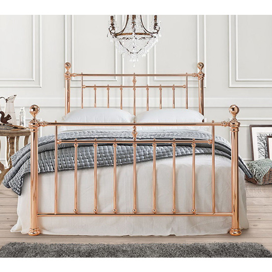 Alexander Metal Double Bed In Rose Gold | Furniture in Fashion