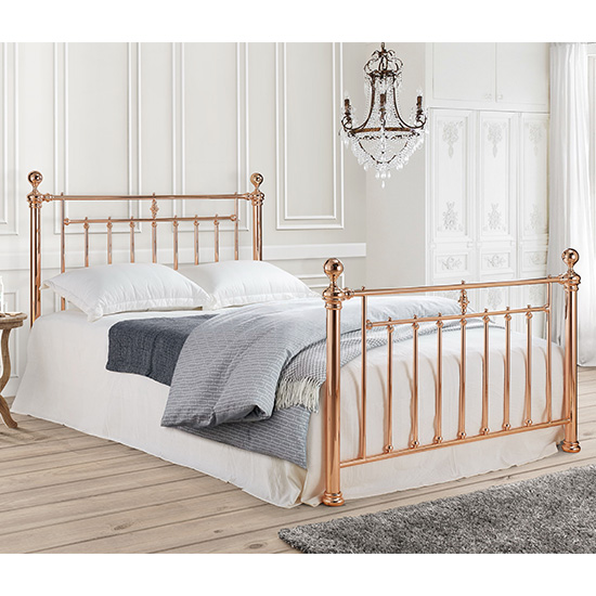 Photo of Alexander metal double bed in rose gold
