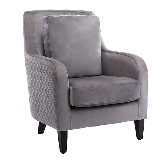 Product photograph of Alfraton Velvet Lounge Chair In Dark Grey With Black Legs from Furniture in Fashion