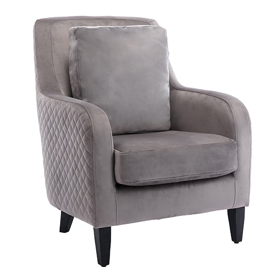 Product photograph of Alfraton Velvet Lounge Chair In Silver Grey With Black Legs from Furniture in Fashion