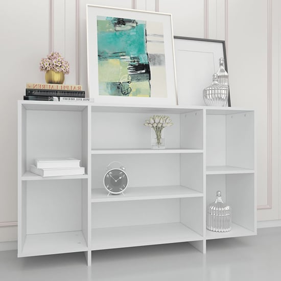 Photo of Algot wooden shelving unit with 4 shelves in white