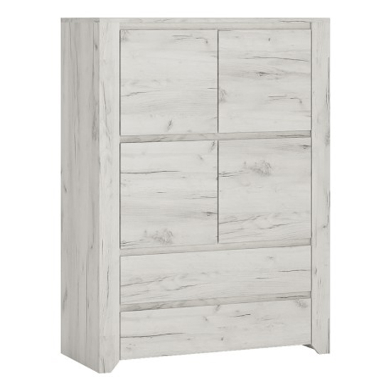 Photo of Alink wooden storage cabinet with 4 doors in white crafted oak