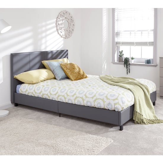 Read more about Alcester faux leather double bed in grey