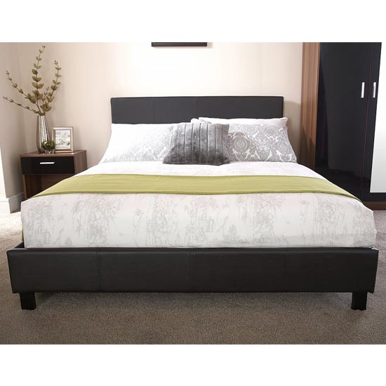 Alcester Faux Leather King Size Bed In Black | Furniture in Fashion