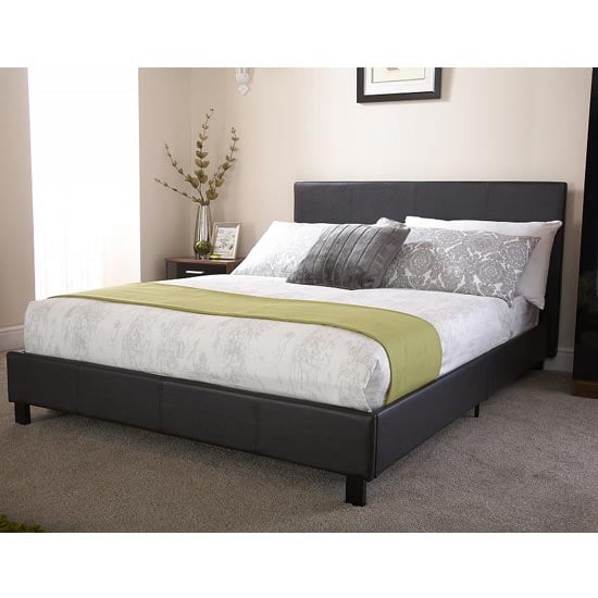 Photo of Alcester faux leather double bed in black