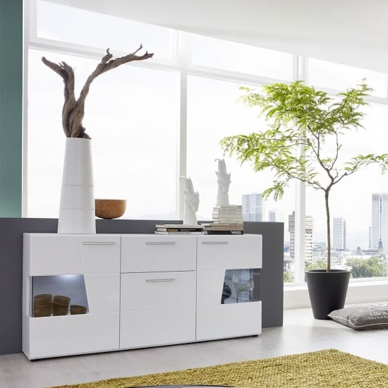 Product photograph of Alison Sideboard In White With High Gloss Fronts And Led from Furniture in Fashion