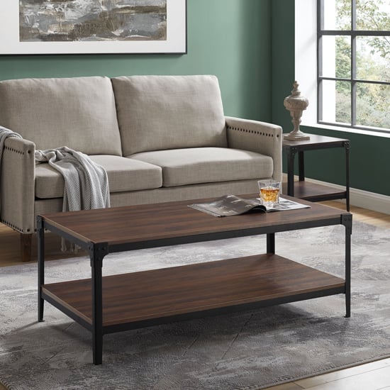 Read more about Alita wooden coffee table with undershelf in dark walnut