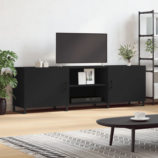 Read more about Alivia wooden tv stand with 2 doors in black